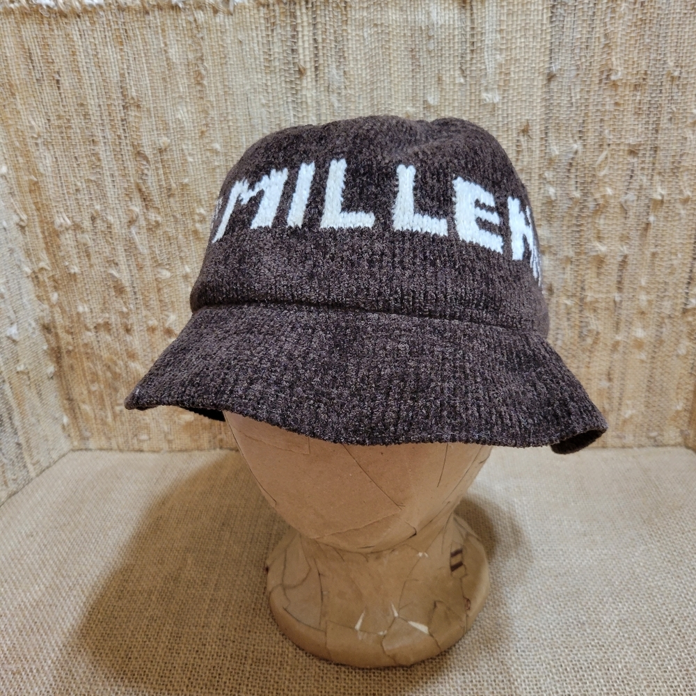 Vintage Brown Knit With White Block MELLINIUM 2000 Bucket Hat